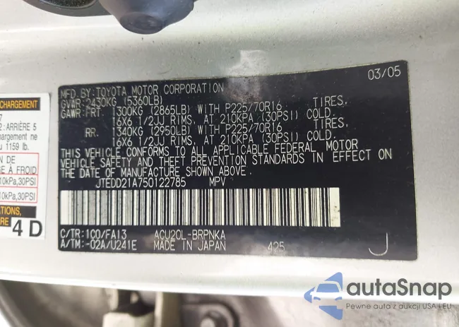 JTEDD21A750122785: 42604698