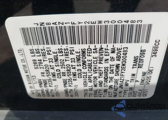 JN8AZ1FY2EW300483: 42604702