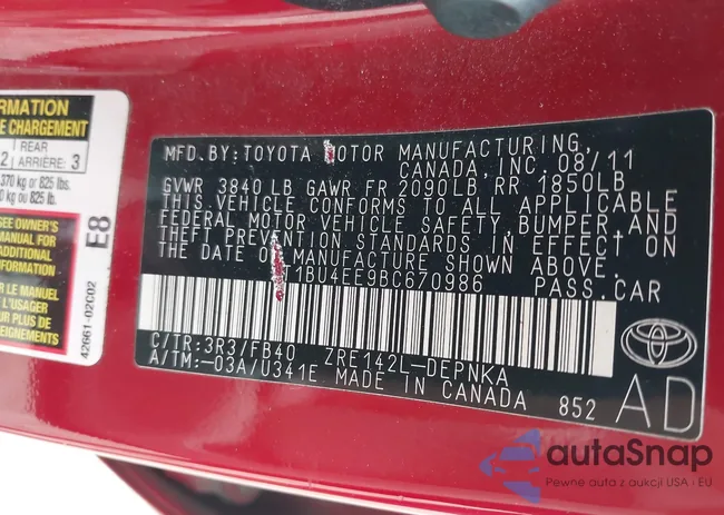 2T1BU4EE9BC670986: 42604747