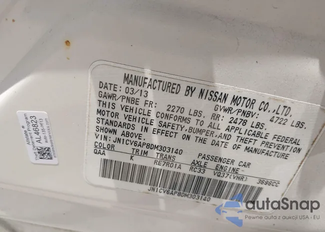 JN1CV6AP8DM303140: 42604784