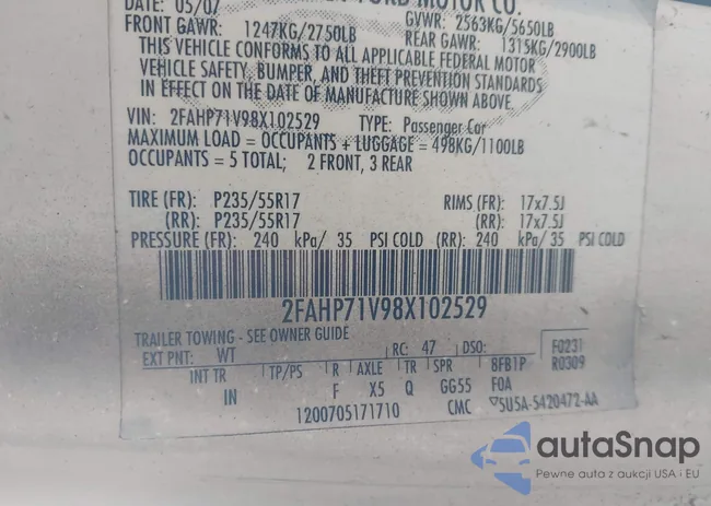 2FAHP71V98X102529: 42604859