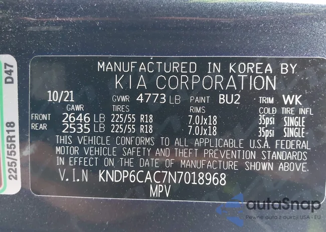 KNDP6CAC7N7018968: 42605001