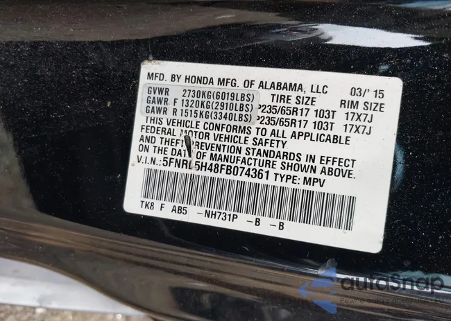 5FNRL5H48FB074361: 42604079