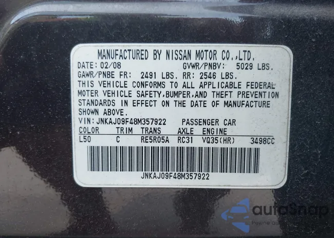 JNKAJ09F48M357922: 42604163