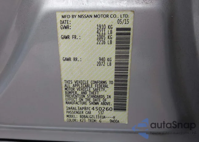 1N4AL3AP8FC450260: 42604179