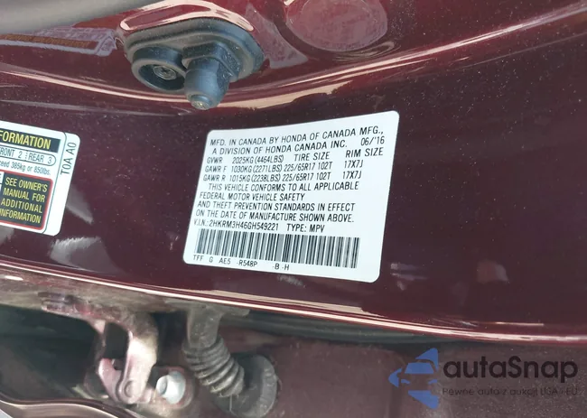 2HKRM3H46GH549221: 42604225