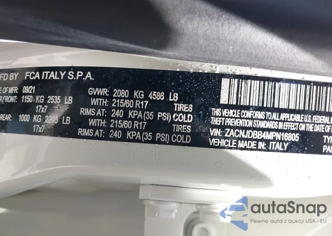 ZACNJDBB4MPN16805: 42605530