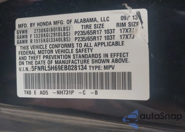 5FNRL5H69EB028134: 42605865