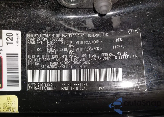 5TDYK3DC7FS581134: 42605106