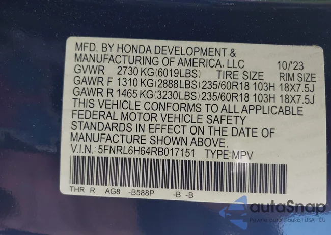 5FNRL6H64RB017151: 42606572
