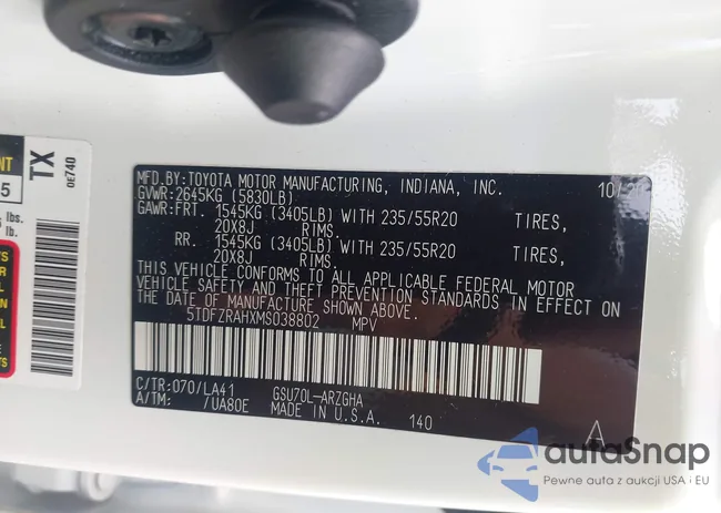 5TDFZRAHXMS038802: 42606104