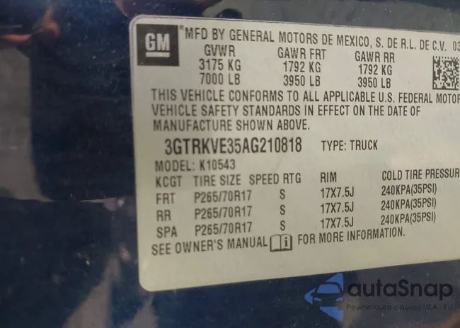 3GTRKVE35AG210818: 42606282