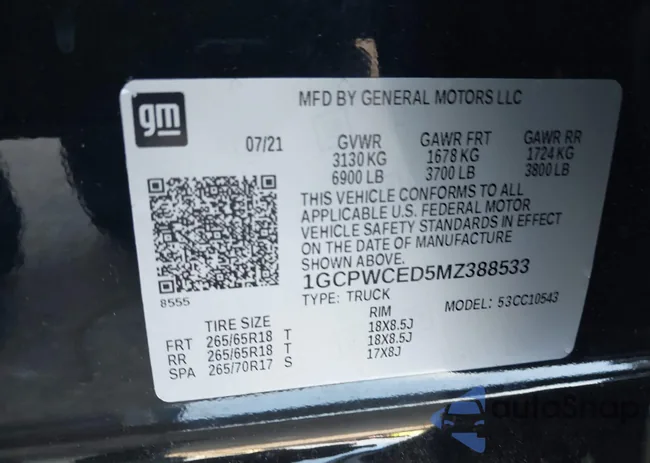 1GCPWCED5MZ388533: 42606388