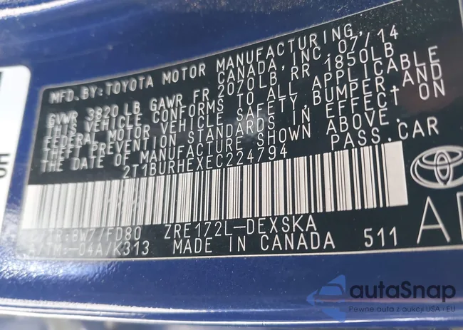 2T1BURHEXEC224794: 42606403