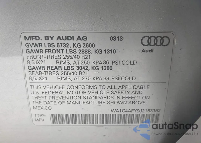 WA1C4AFY9J2153352: 42607593