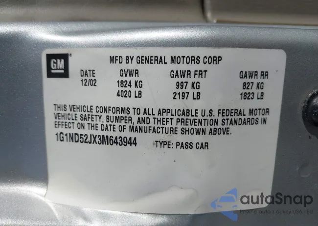 1G1ND52JX3M643944: 42607634