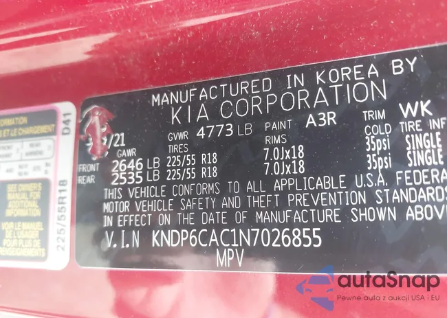 KNDP6CAC1N7026855: 42607027