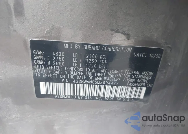 4S3BWAN65M3004477: 42607040