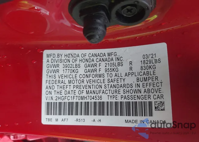 2HGFC1F70MH704536: 42607172