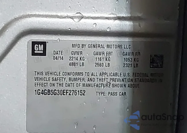 1G4GB5G30EF276152: 42607198