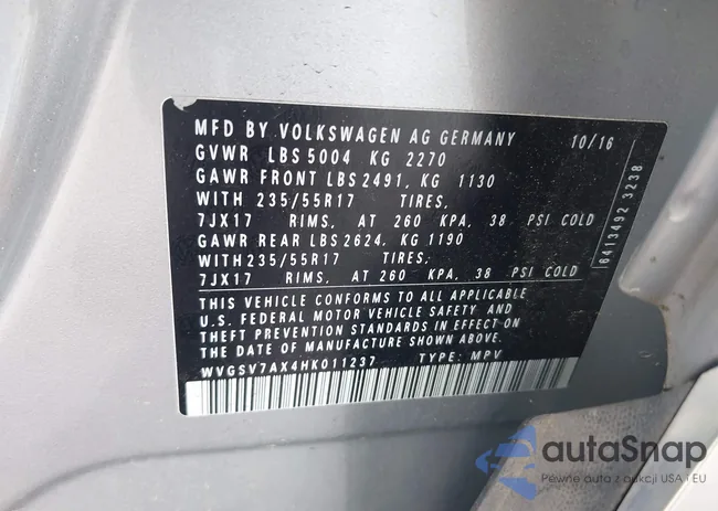 WVGSV7AX4HK011237: 42607325