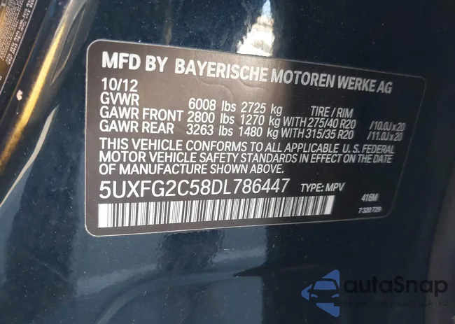 5UXFG2C58DL786447: 42608713