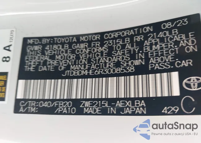 JTDBDMHE6R3008538: 42609491