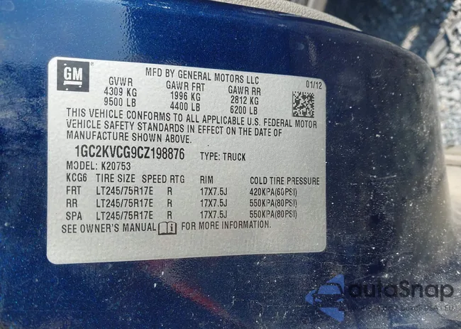 1GC2KVCG9CZ198876: 42609556