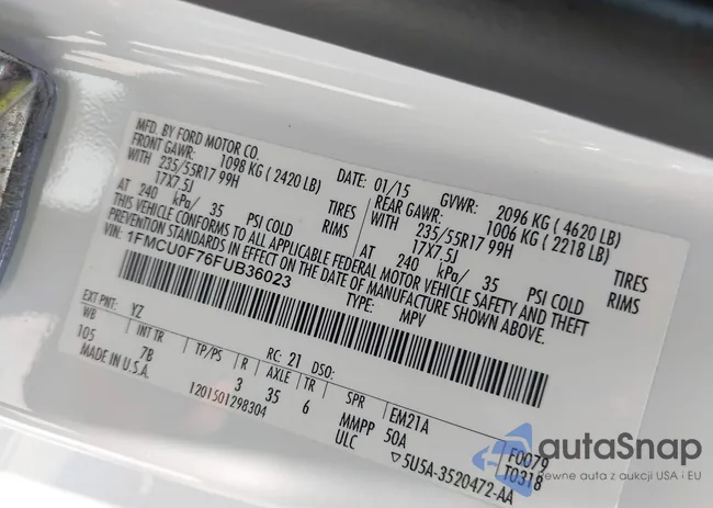 1FMCU0F76FUB36023: 42609609