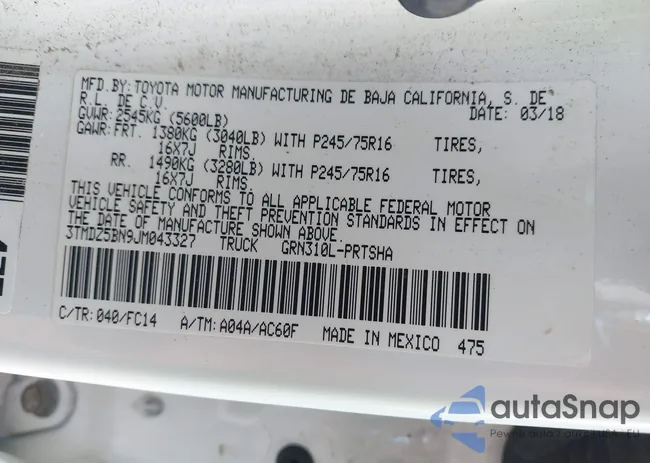 3TMDZ5BN9JM043327: 42609920