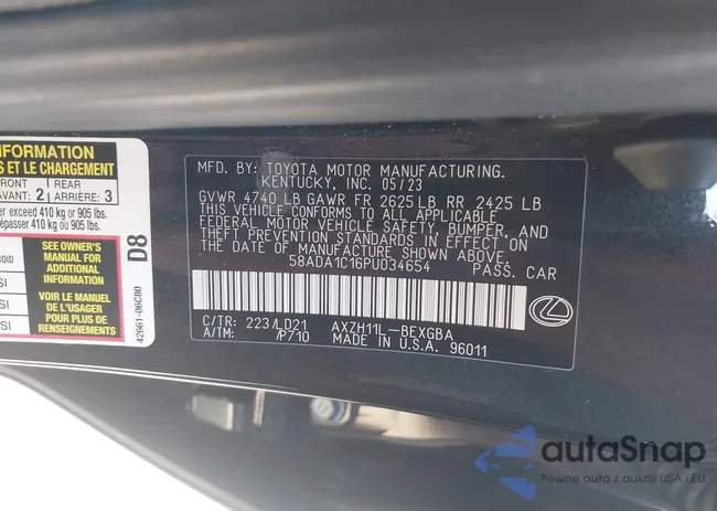 58ADA1C16PU034654: 42609975