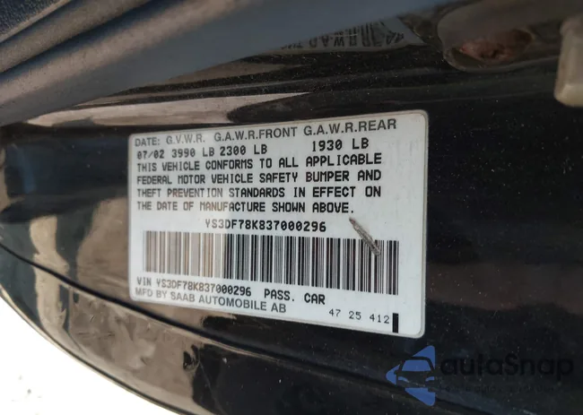 YS3DF78K837000296: 42609322