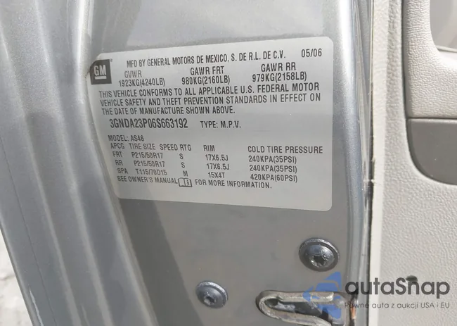 3GNDA23P06S663192: 42610453