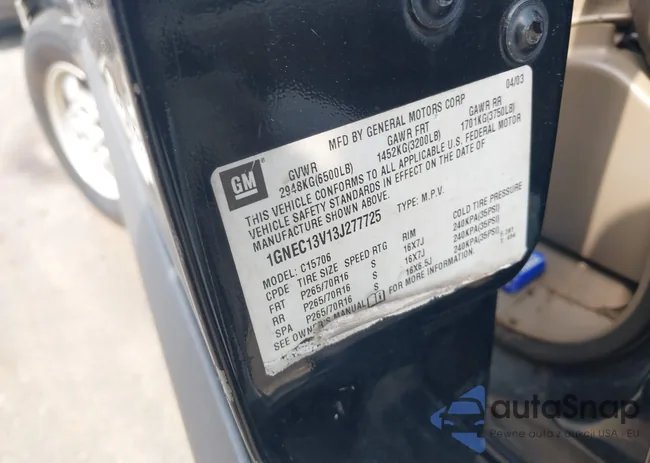 1GNEC13V13J277725: 42610589