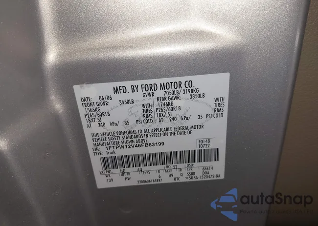 1FTPW12V46FB63199: 42610666