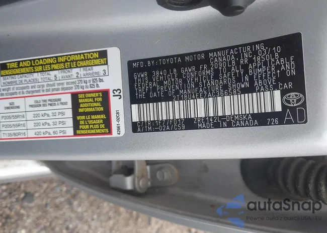 2T1BU4EE7AC366585: 42610712