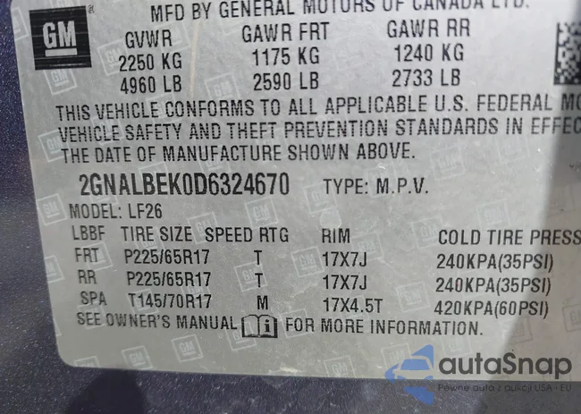 2GNALBEK0D6324670: 42610761