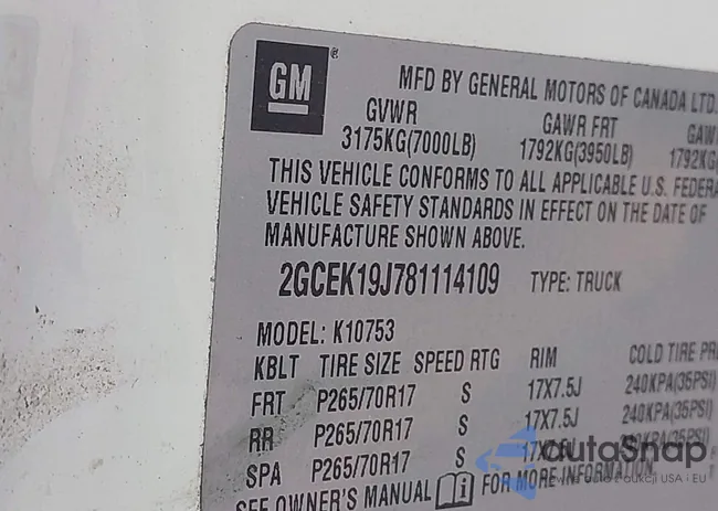 2GCEK19J781114109: 42610828