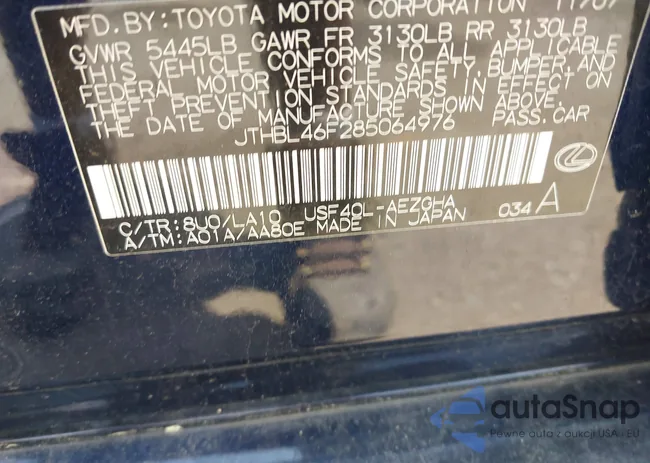 JTHBL46F285064976: 42610875