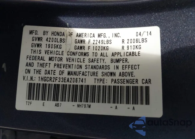 1HGCR2F33EA206741: 42610952