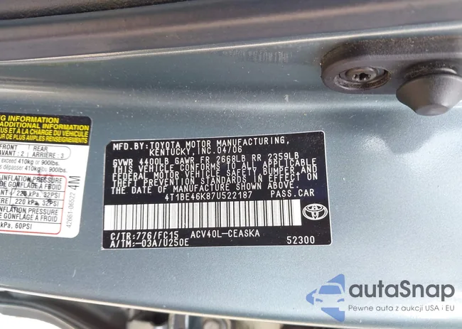 4T1BE46K87U522187: 42610960