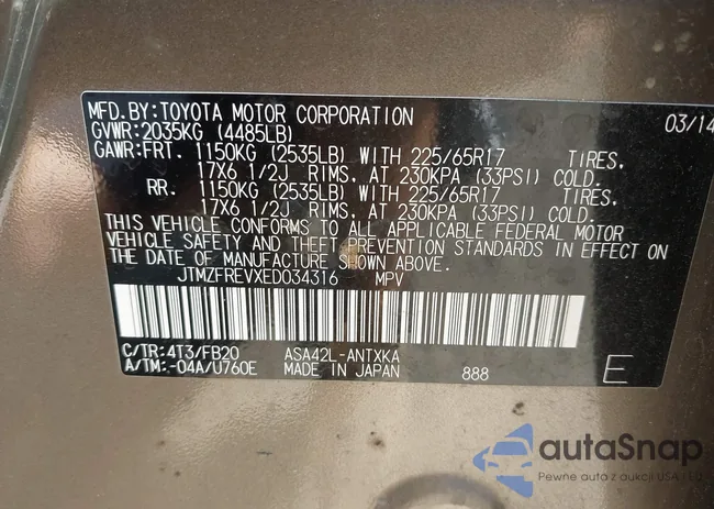 JTMZFREVXED034316: 42610135