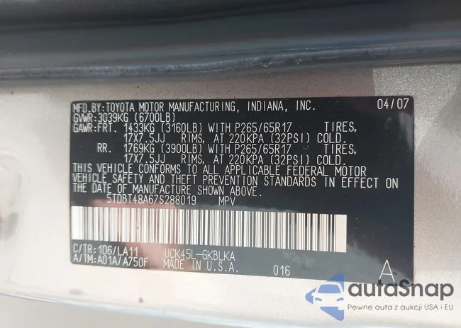 5TDBT48A67S288019: 42610330