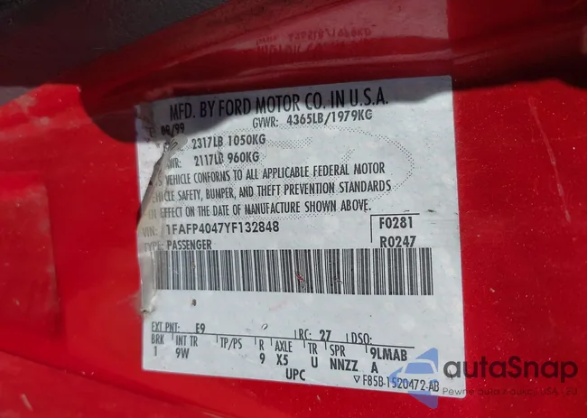 1FAFP4047YF132848: 42611559