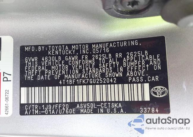 4T1BF1FK7GU252042: 42611641