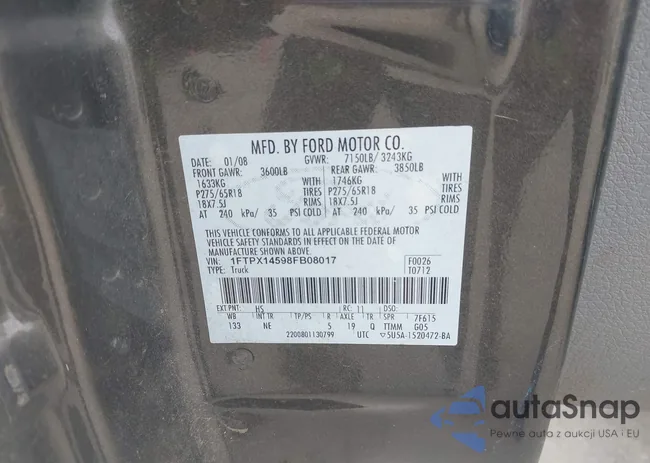 1FTPX14598FB08017: 42611921