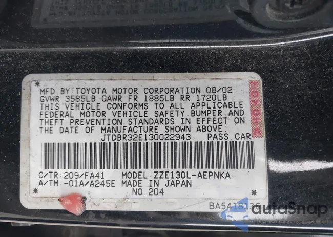 JTDBR32E130022943: 42611038