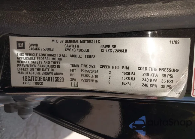 1GCJTCDEXA8115520: 42611291