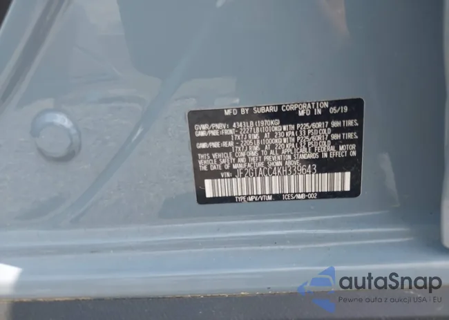 JF2GTACC4KH339643: 42612437