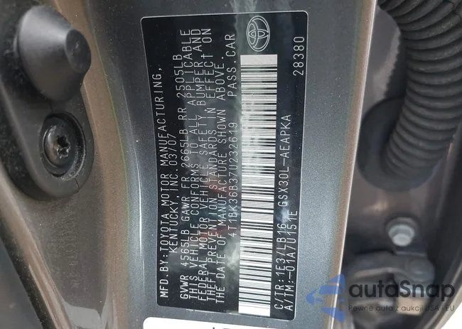 4T1BK36B37U232619: 42612445